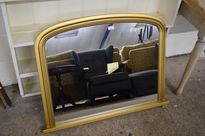 Lot 380 - MODERN GILT FRAMED OVERMANTEL MIRROR