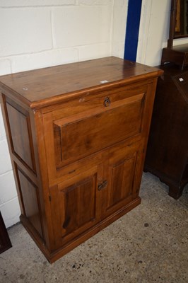 Lot 385 - MODERN HARDWOOD DRINKS CABINET WITH DROP DOWN...