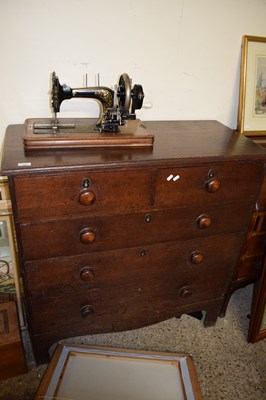 Lot 389 - 19TH CENTURY OAK FIVE DRAWER CHEST WITH TURNED...