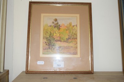 Lot 703 - SMALL WATERCOLOUR STUDY, WOODLAND CLEARING...