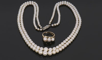 Lot 401 - A two strand cultured pearl necklace by...