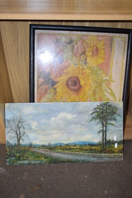 Lot 709 - OIL ON BOARD STUDY, COUNTRY ROAD, TOGETHER...