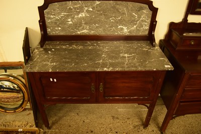 Lot 444 - EDWARDIAN MARBLED TOP WASH STAND WITH MAHOGANY...
