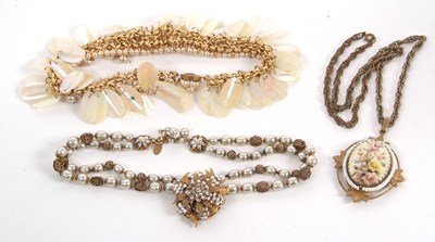 Lot 180 - Three necklaces by Miriam Haskell, the first...