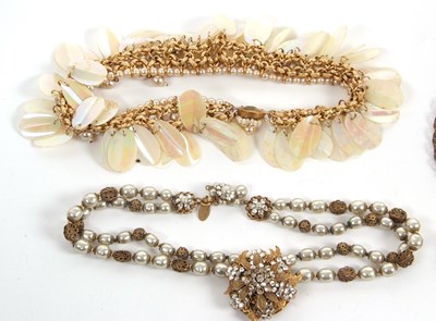 Lot 180 - Three necklaces by Miriam Haskell, the first...
