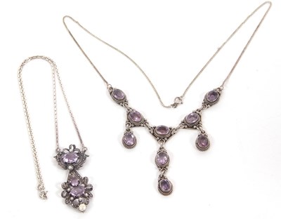 Lot 188 - Two amethyst necklaces, the first an amethyst,...