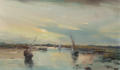 Lot 118 - Jack Cox (British,1914-2007), fishing boats at...