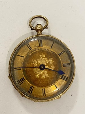 Lot 247 - Continental gold cased ladies pocket watch,...