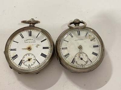 Lot 243 - Two pocket watches, silver cased example...