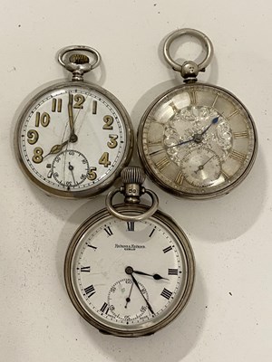 Lot 239 - A group of three silver cased pocket watches...