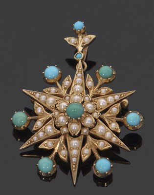 Lot 379 - A Victorian turquoise and pearl star...