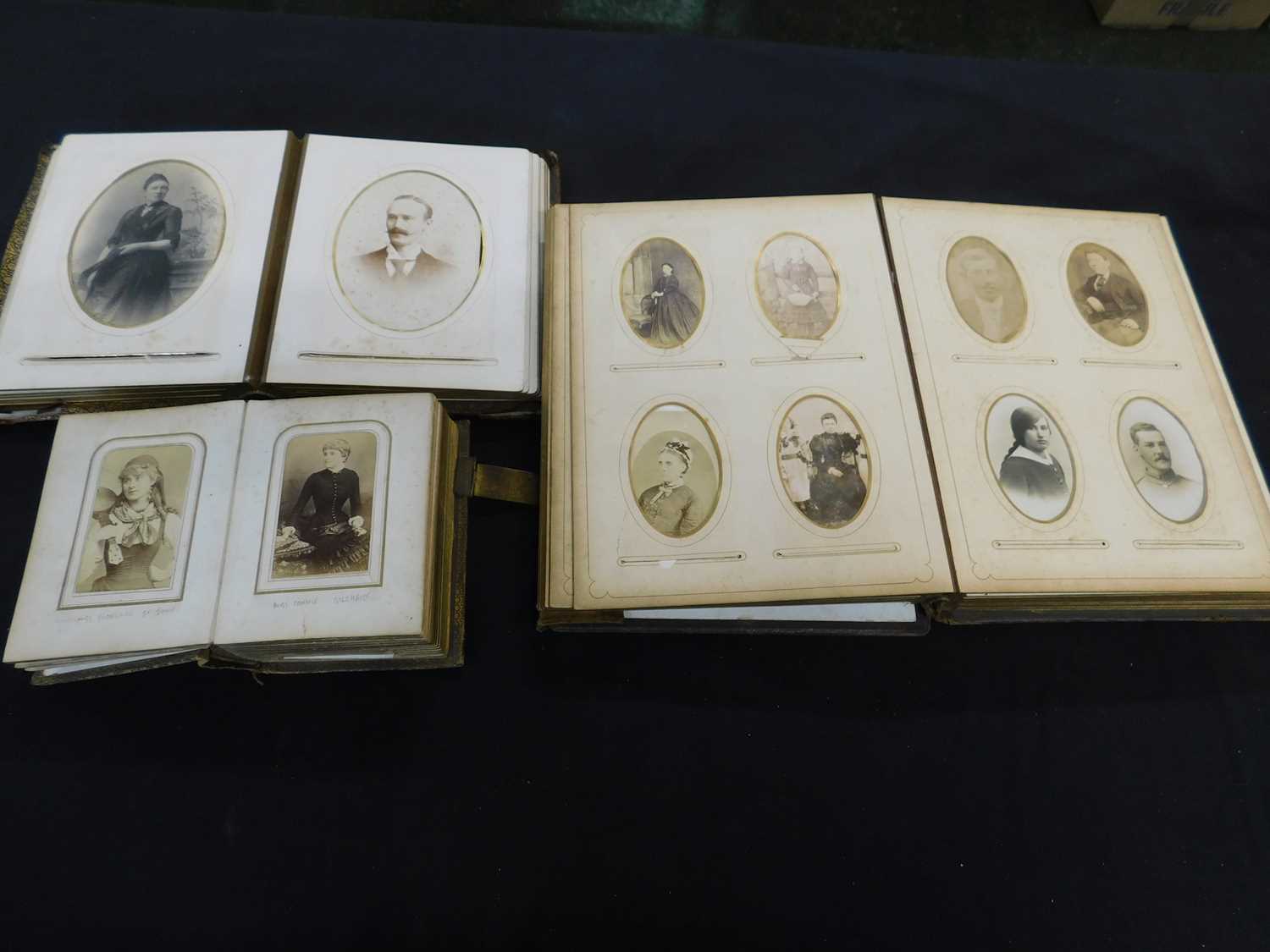 Lot 532 - Box - Three Victorian carte de visite albums...