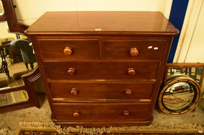 Lot 447 - VICTORIAN MAHOGANY CHEST WITH TWO SHORT AND...