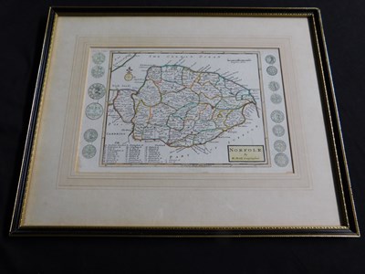 Lot 588 - H MOLL: NORFOLK engraved hand coloured map,...