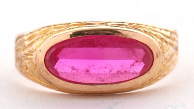 Lot 44 - A continental synthetic ruby ring, the oval...