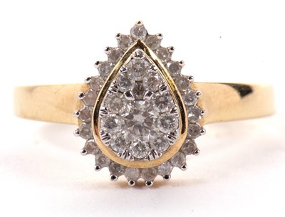 Lot 26 - A 9ct pear shape diamond cluster ring, the...