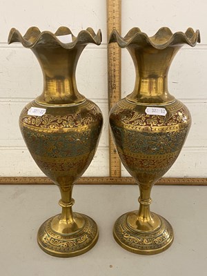 Lot 8 - Pair of Indian brass vases