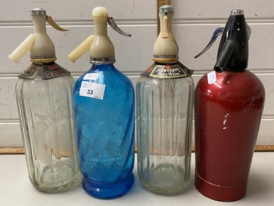 Lot 33 - Four various soda siphons to include a...