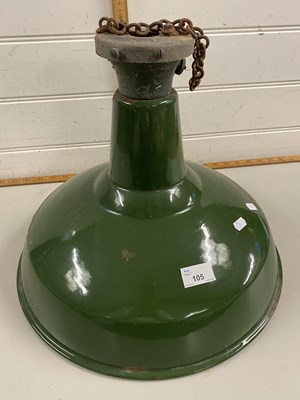 Lot 105 - Green enamel finish industrial light fitting