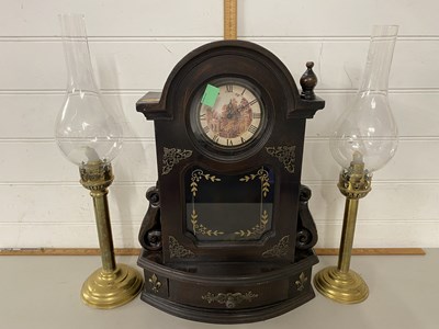 Lot 124 - Modern mantel clock together with a pair of...