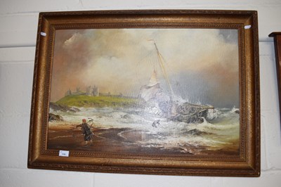 Lot 178 - 20th Century school study of a ship on rough...