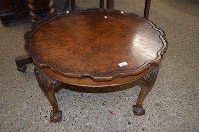 Lot 205 - Reproduction walnut veneered coffee table on...