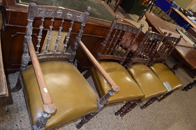 Lot 208 - Set of four Victorian Gothic Revival dining...