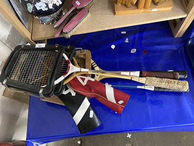 Lot 505 - Three badminton rackets, a tennis racket and...