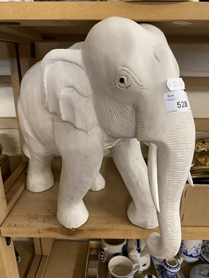 Lot 528 - White painted wooden elephant, 30cm high