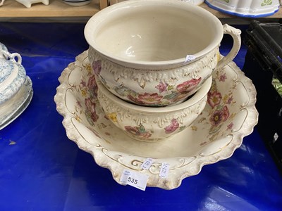 Lot 535 - Wash bowl, chamber pot and jardiniere...