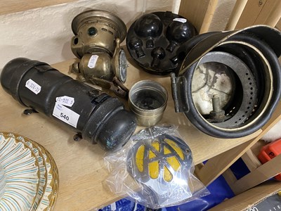 Lot 540 - Mixed Lot:  Vintage car lamps, AA badges etc