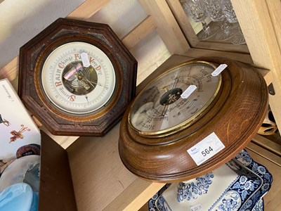 Lot 564 - Two wooden framed wall mounted barometers