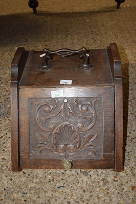 Lot 338 - Late Victorian carved coal box