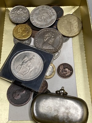 Lot 100 - Box of various assorted coinage, silver plated...