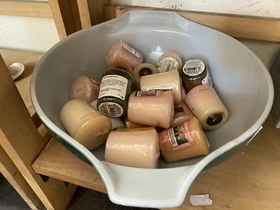 Lot 637 - Moulded green glass bowl and a quantity of...