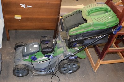 Lot 776 - Powerbase lawnmower with batteries and charger