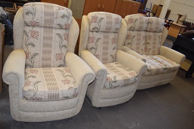 Lot 779 - Three piece suite in cream and patterned...