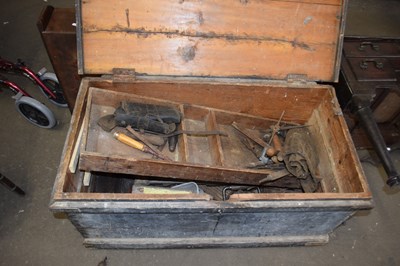 Lot 728 - Large pine tool chest and contents