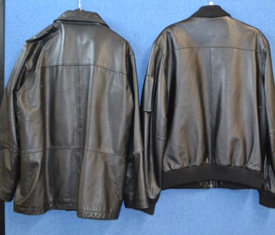 Lot 134 - Two gentleman's black leather jackets, to...