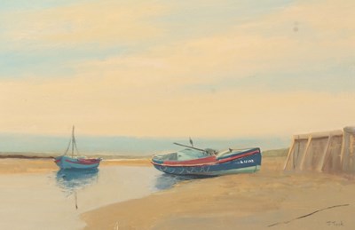 Lot 142 - John Tuck (British, 20th century), Boats on...