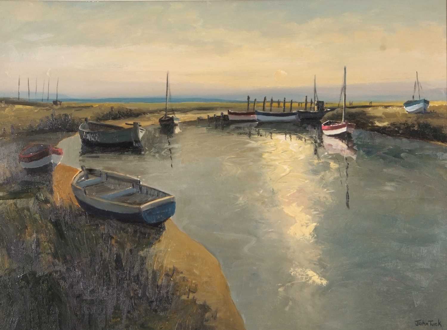 Lot 148 - John Tuck (British, 20th century), An estuary...