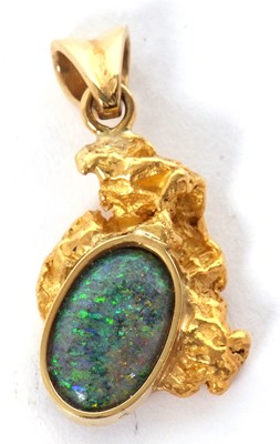 Lot 106 - A boulder opal pendant, the oval boulder opal...