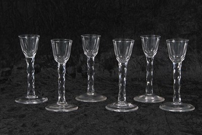 Lot 1 - Group of six 18th Century cordial glasses, the...