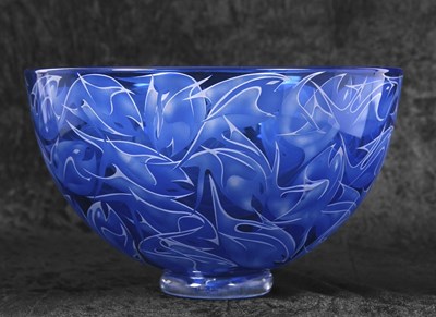 Lot 20 - A Studio Glass bowl of blue colour with a...