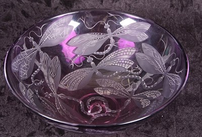 Lot 21 - A large Studio Glass bowl by Julia Linstead,...