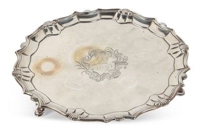 Lot 264 - A George II silver salver of shaped circular...