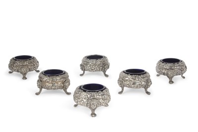 Lot 272 - A set of six George III silver table salts of...