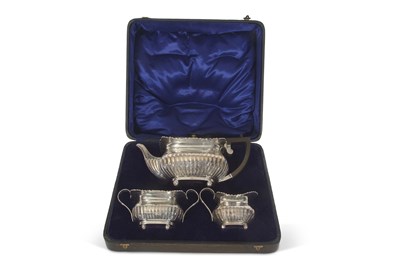 Lot 274 - George V silver three piece tea set comprising...