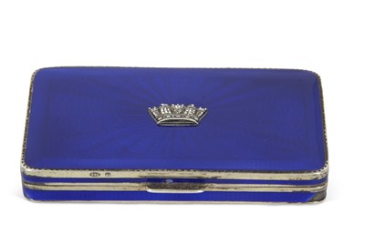 Lot 279 - A George V silver and enamel box of...