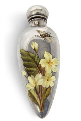 Lot 290 - A Victorian silver and enamel scent bottle of...
